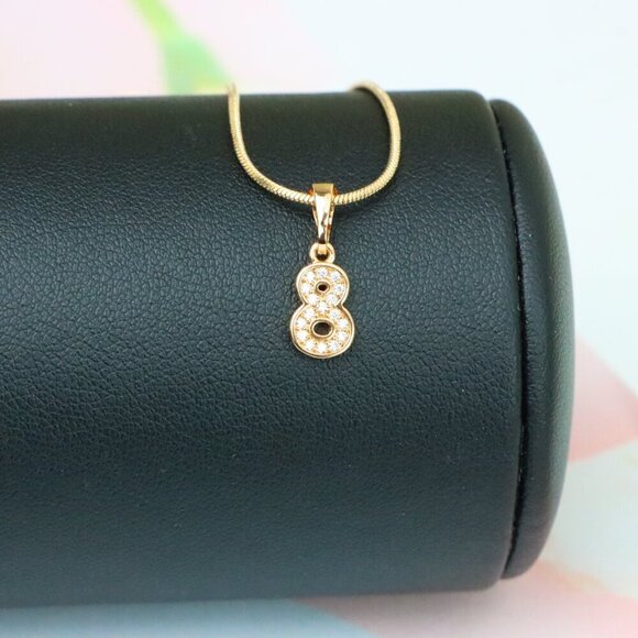 "Rose Gold Number 8 Pendant with Crystals – 18K Gold Plated Charm, XPPT1348 - Picture 5 of 13